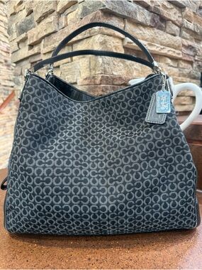 Coach Madison Op Art Phoebe Hobo Bag- Fabric & Leather